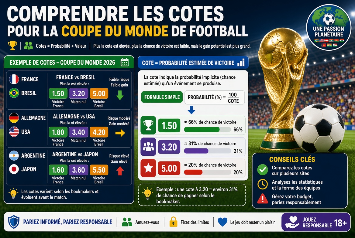 Comprendre les cotes pour la Coupe du monde de football